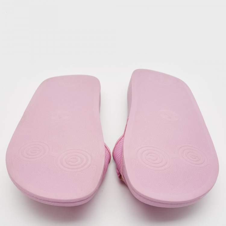 Pre Owned Gucci Purple Perforated Leather Horsebit Slides Size 39