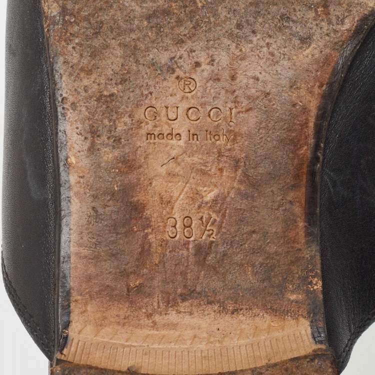 Pre Owned Gucci Black Leather Princetown Mules Size 38.5 a