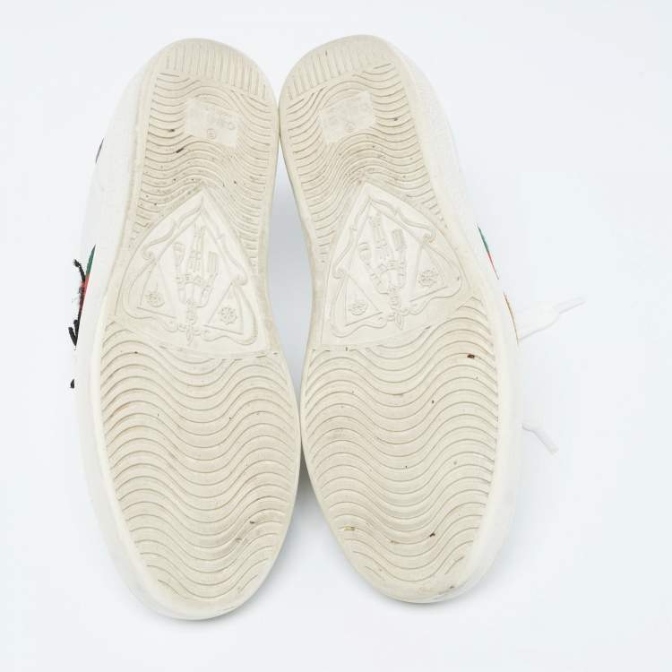 Pre Owned Gucci White Leather Web Ace Sneakers Size 34.5