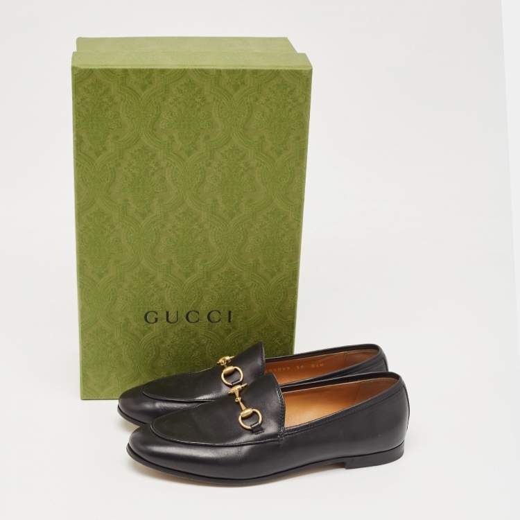 Pre Owned Gucci Black Leather Jordaan Loafers Size 36