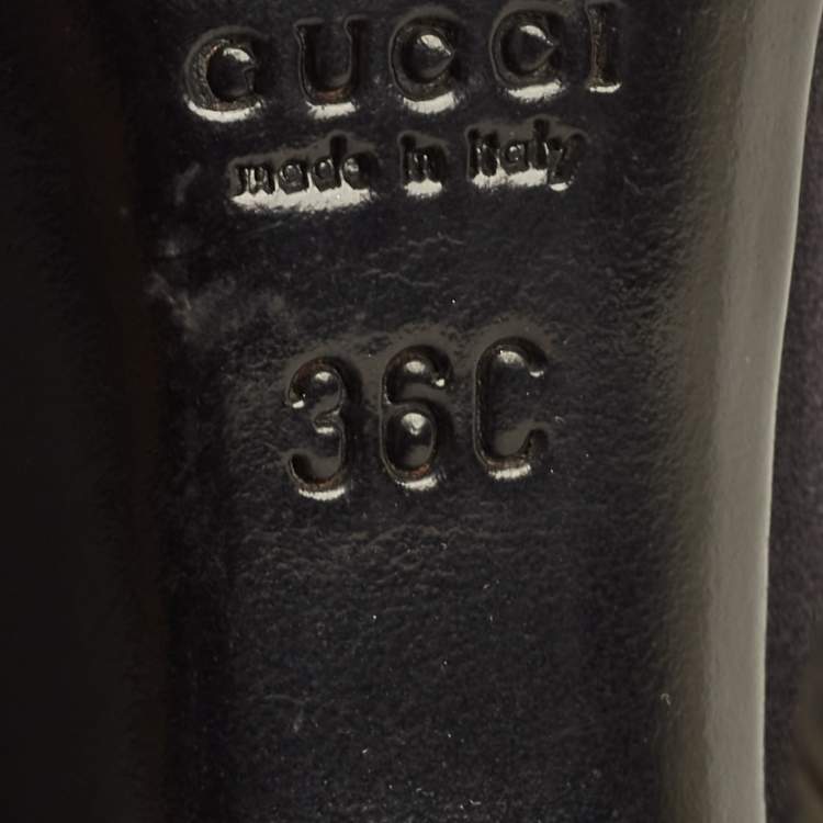 Pre Owned Gucci Black Satin Hollywood Peep Toe Pumps Size 36