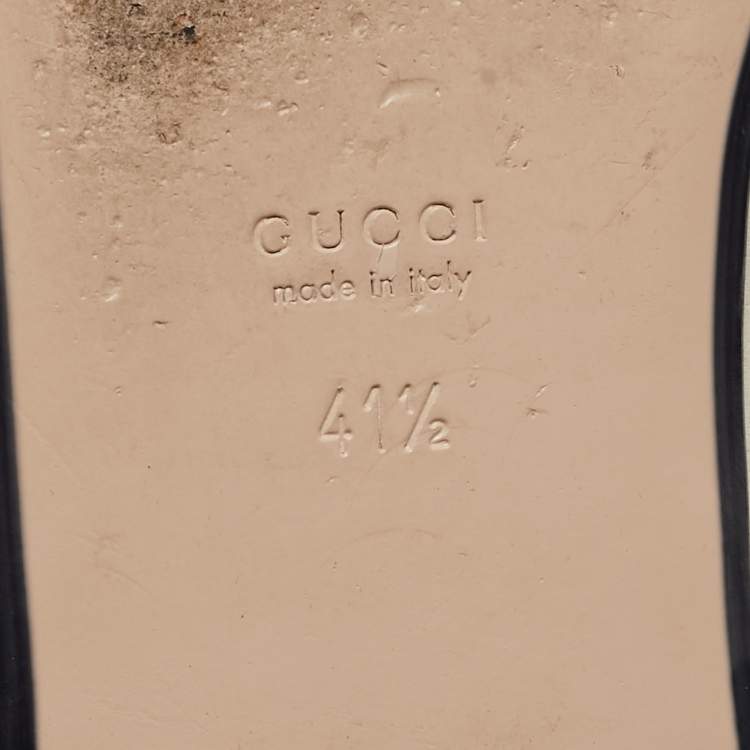 Pre Owned Gucci Cream Leather Bee and Star Embroidered Princetown Flat Mules Size 41.5