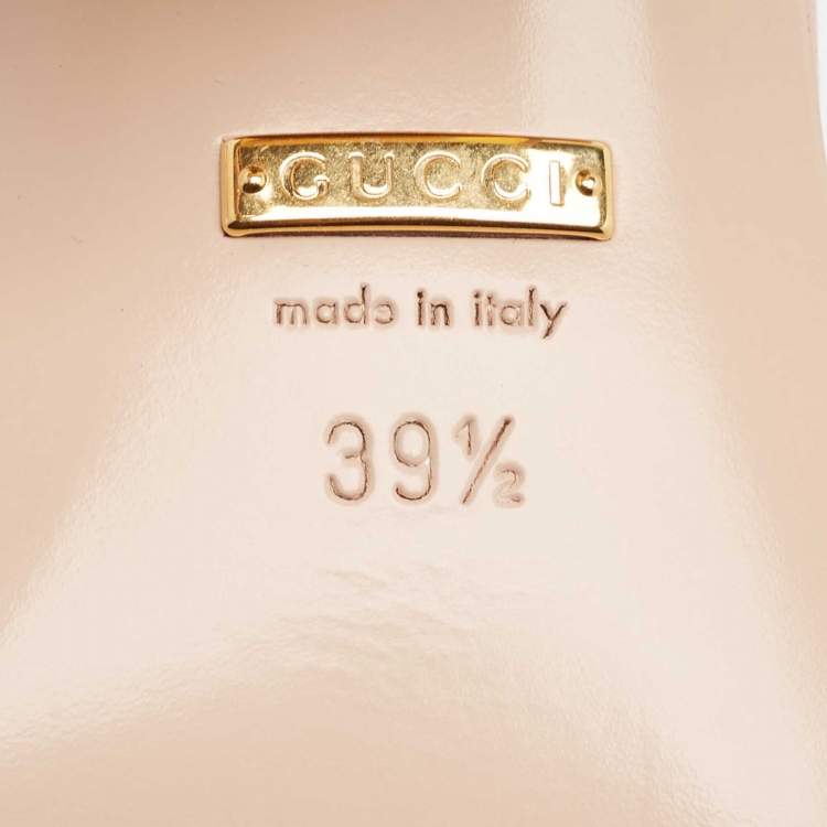 Pre Owned Gucci Pink Leather Horsebit Accent Slide Sandals Size 39.5
