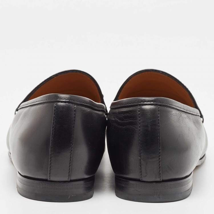 Pre Owned Gucci Black Leather Jordaan Loafers Size 39