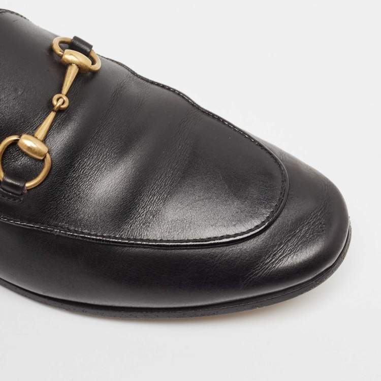 Pre Owned Gucci Black Leather Jordaan Loafers Size 39
