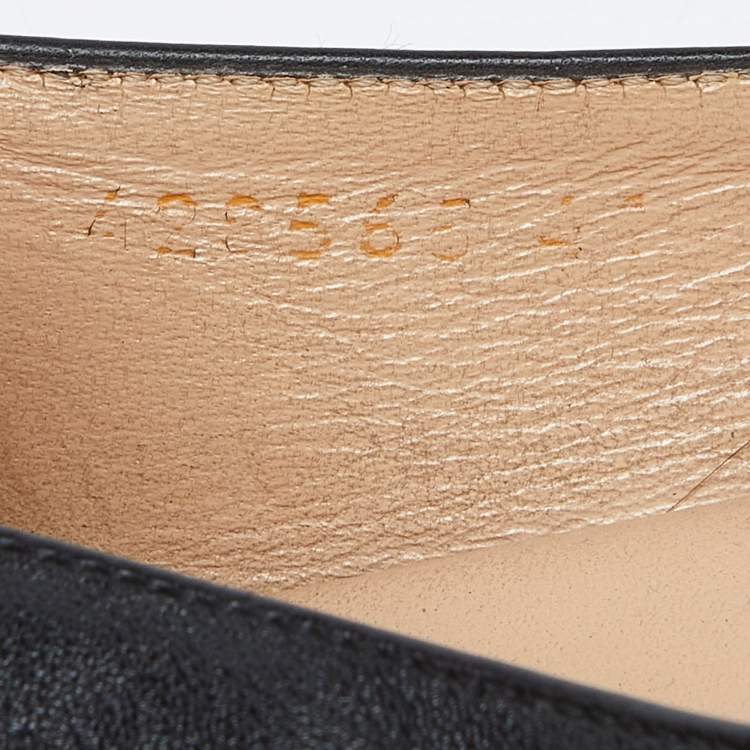 Pre Owned Gucci Black Leather Ballet Flats Size 41