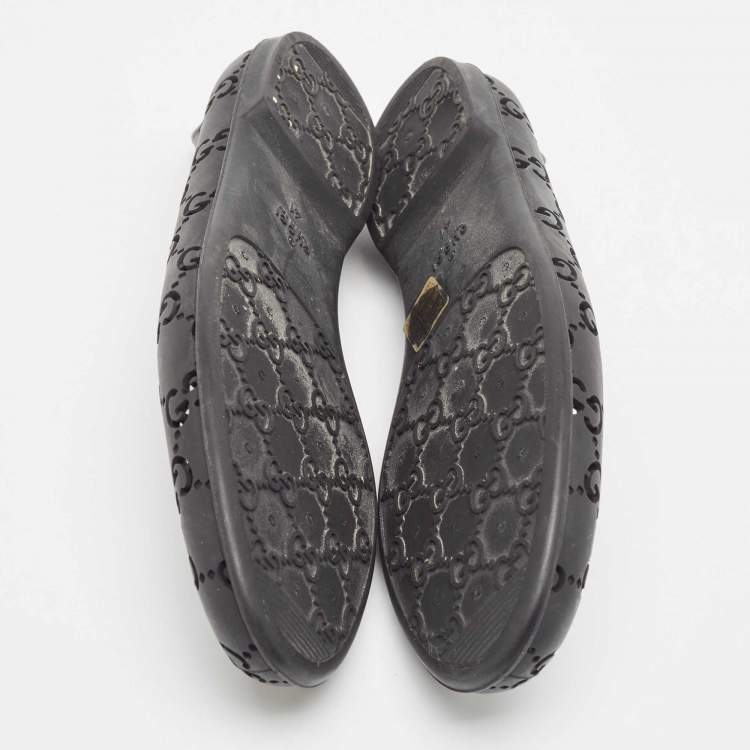 Pre Owned Gucci Black Rubber GG Ballet Flats Size 41