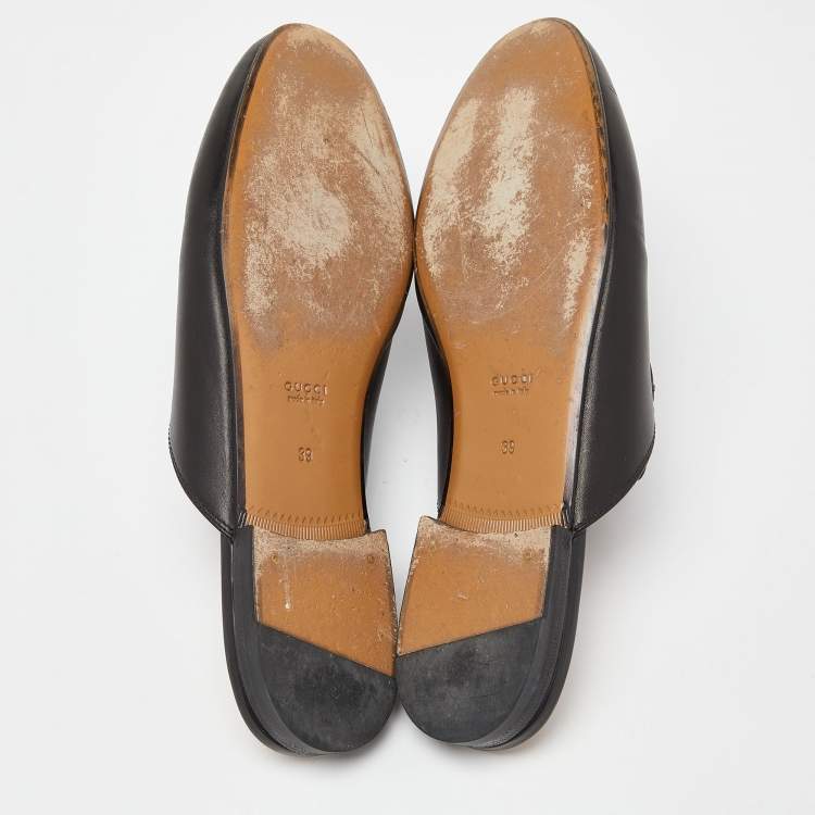 Pre Owned Gucci Black Leather Princetown  Mules Size 39 