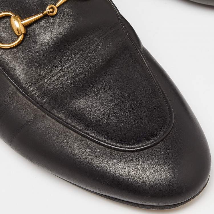 Pre Owned Gucci Black Leather Princetown  Mules Size 39 