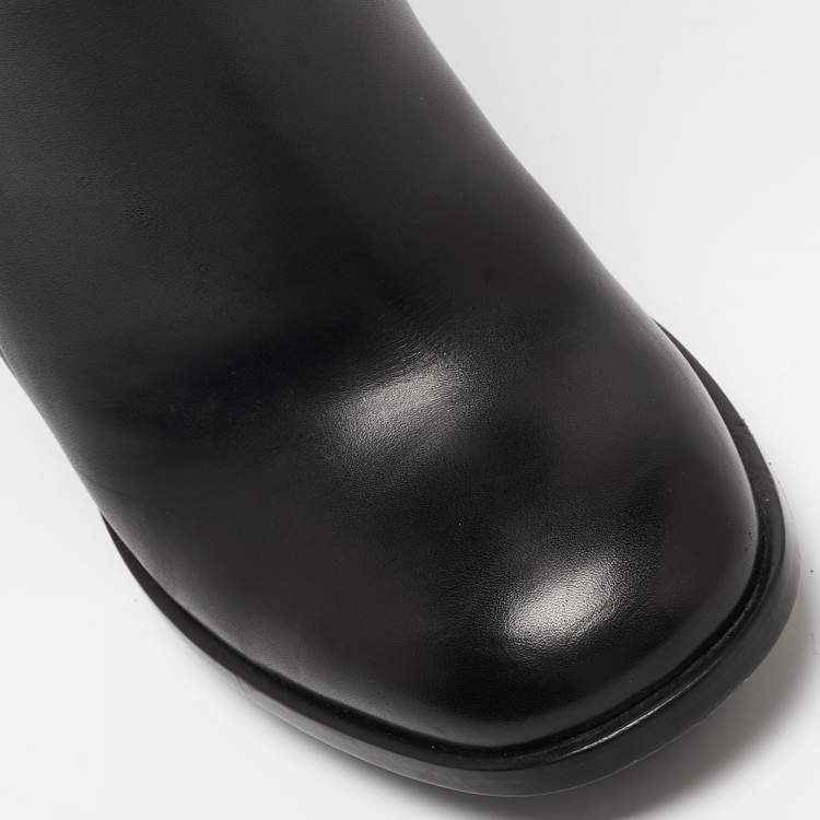 Pre Owned Gucci Black Leather Trish Knee Length Boots Size 36