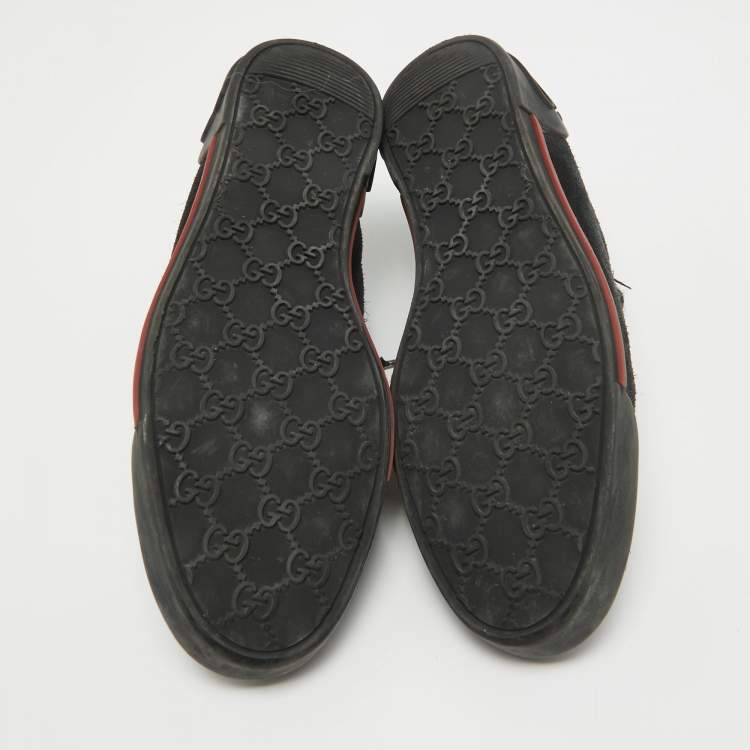 Pre Owned Gucci Black Suede Lace Up Sneakers Size 38