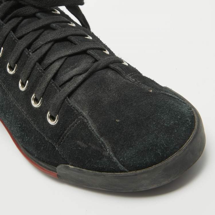 Pre Owned Gucci Black Suede Lace Up Sneakers Size 38