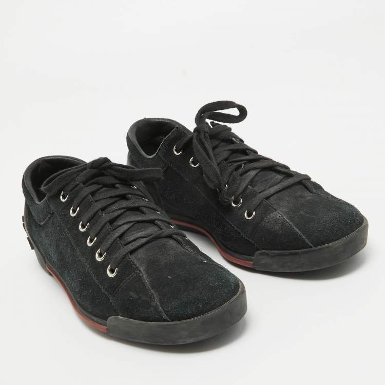 Pre Owned Gucci Black Suede Lace Up Sneakers Size 38