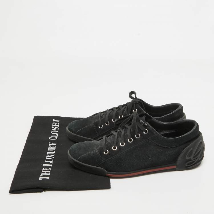 Pre Owned Gucci Black Suede Lace Up Sneakers Size 38