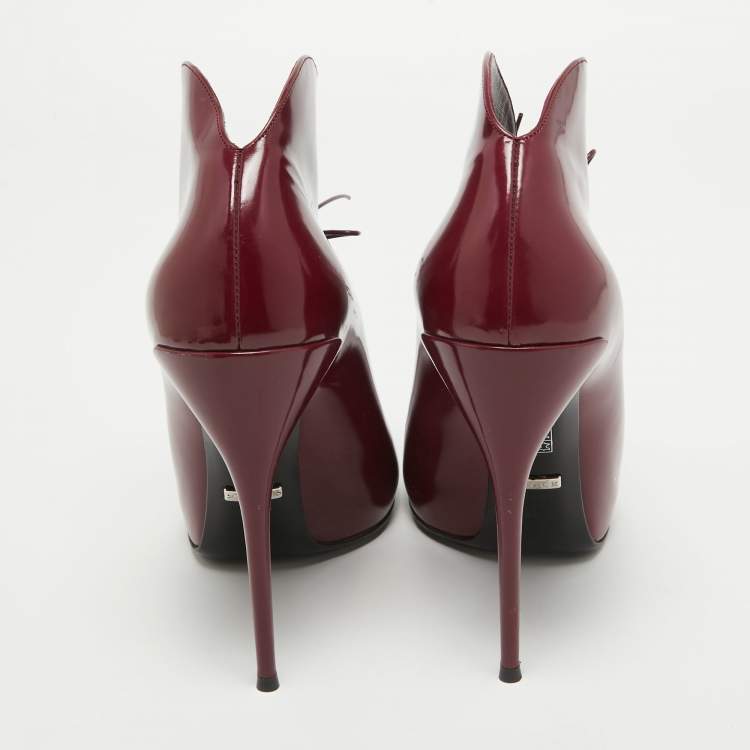 Pre Owned Gucci Plum Patent Leather Kim Booties Size 39