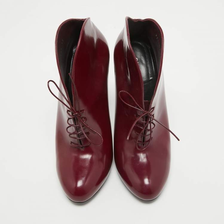Pre Owned Gucci Plum Patent Leather Kim Booties Size 39