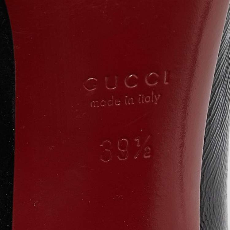 Pre Owned Gucci Black Leather Horsebit Peep Toe Pumps Size 39.5