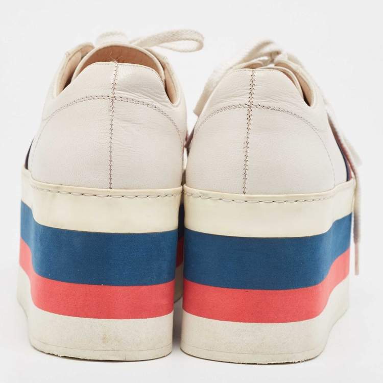 Pre Owned Gucci Cream Leather Ace Platform Sneakers Size 39