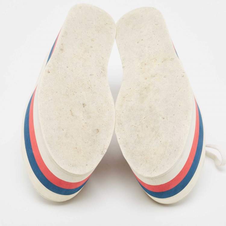 Pre Owned Gucci Cream Leather Ace Platform Sneakers Size 39
