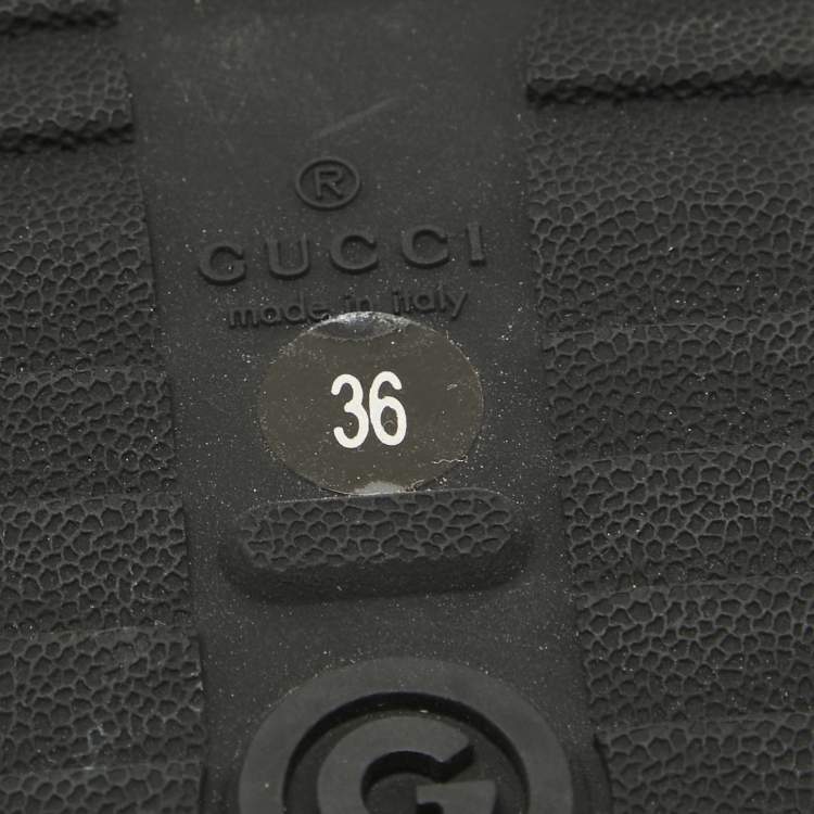 مملوكة مسبقًا Gucci Black Leather Web Detail Thong Flats Size 36
