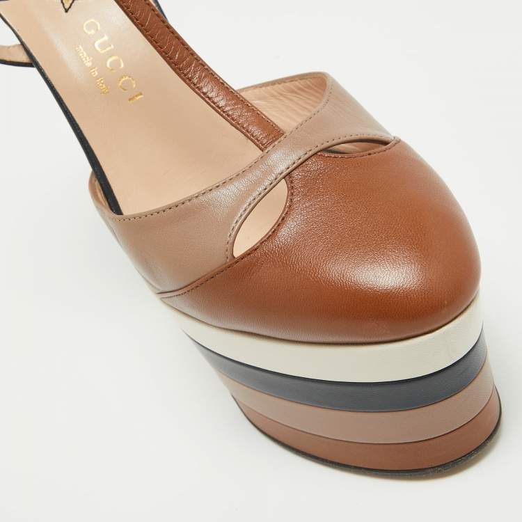 Pre Owned Gucci Multicolor Leather Angel Platform Pumps Size 38