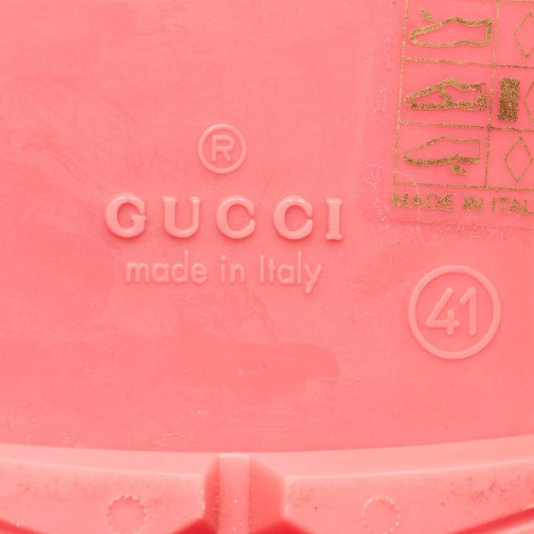 Pre Owned Gucci Black GG Rubber Rain Boots Size 41