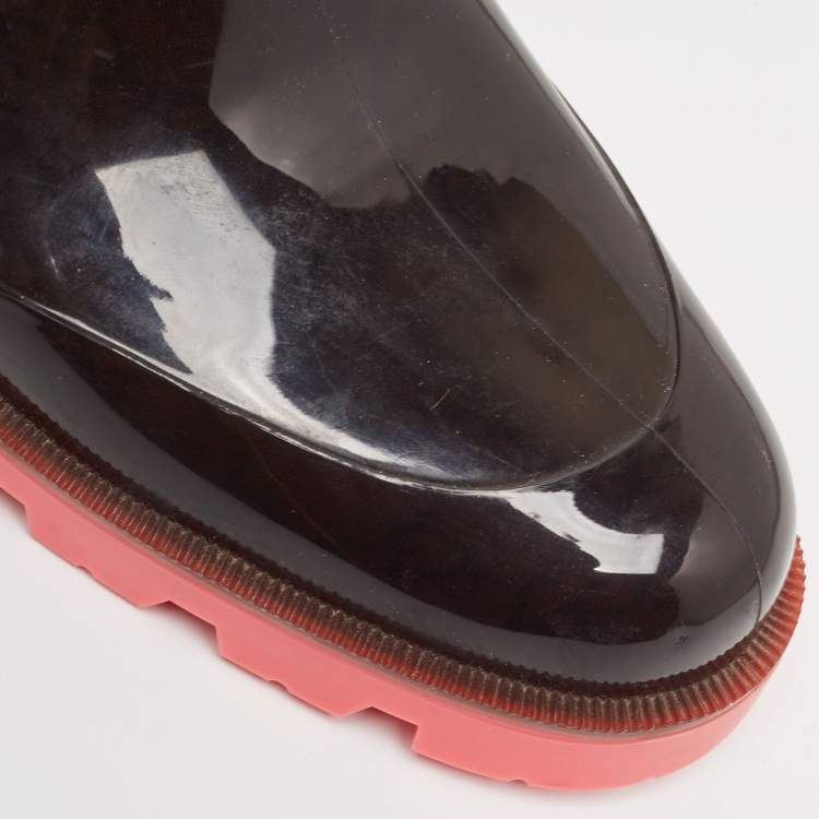 Pre Owned Gucci Black GG Rubber Rain Boots Size 41