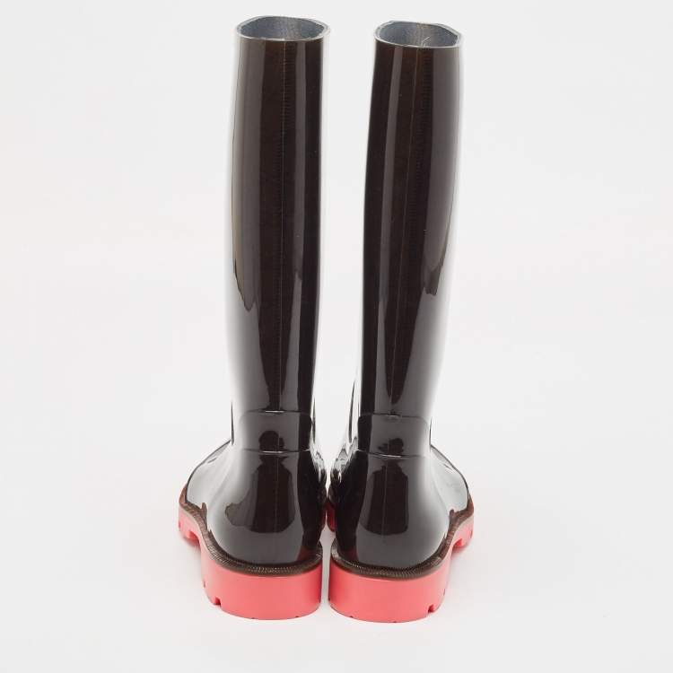 Pre Owned Gucci Black GG Rubber Rain Boots Size 41