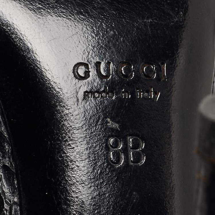 Pre Owned Gucci Black Python Horsebit Open Toe Pumps 38.5