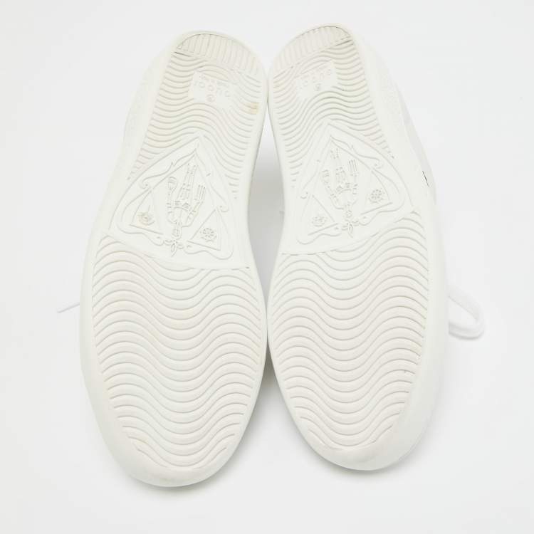 Pre Owned Gucci White Leather Embroidered Bee Ace Sneakers Size 34