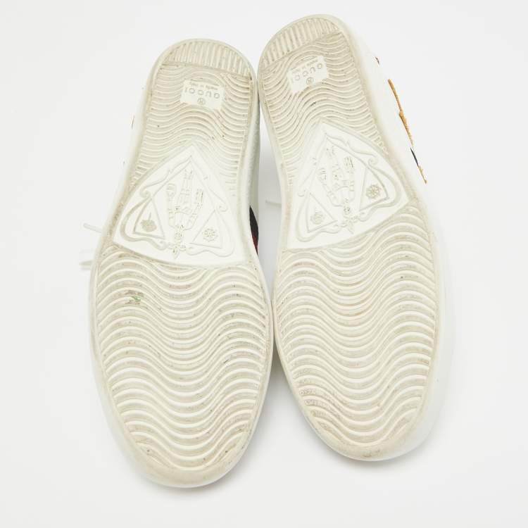 Pre Owned Gucci White Leather Web Ace Low Top Sneakers Size 36.5