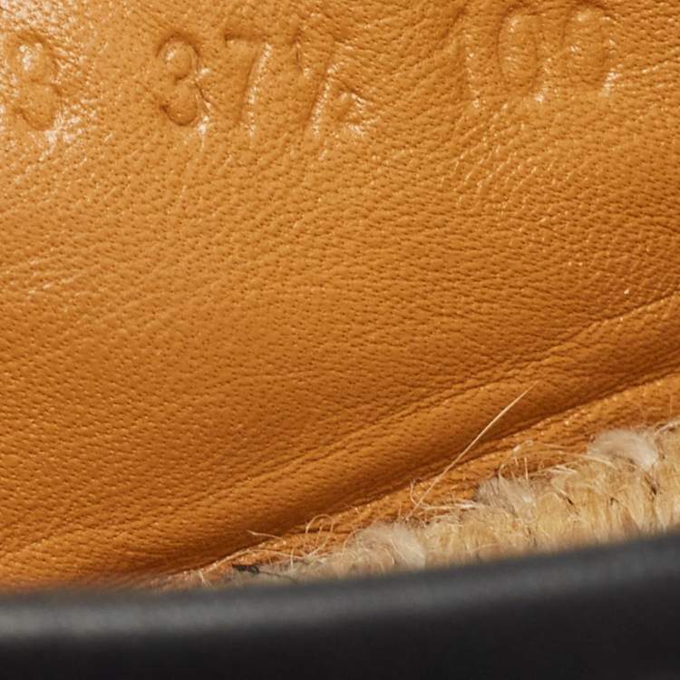 Pre Owned Gucci Black Guccissima Leather Espadrille Flats Size 37.5