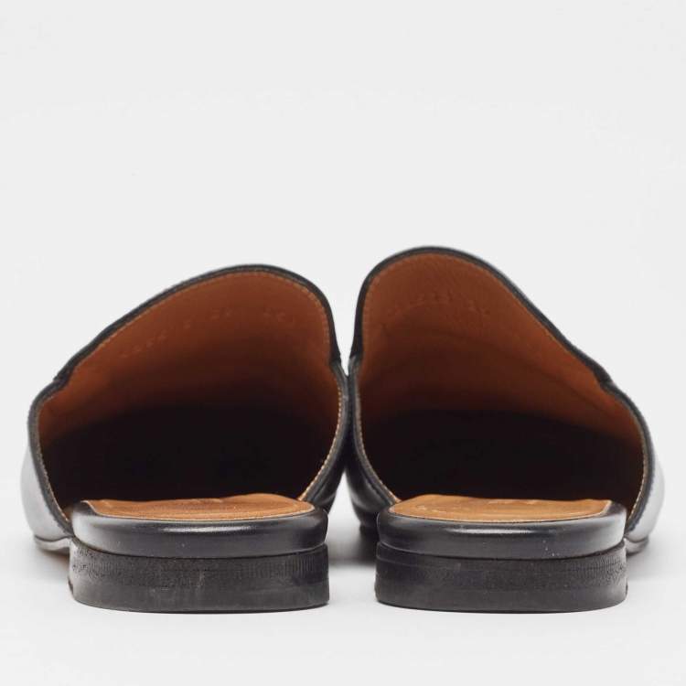 Pre Owned Gucci Black Leather Princetown Mules Size 39 