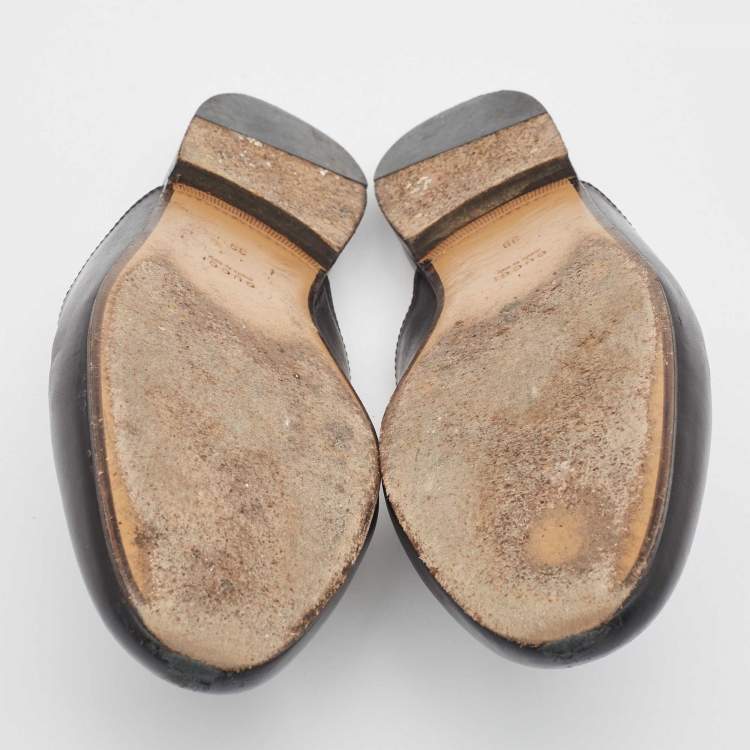 Pre Owned Gucci Black Leather Princetown Mules Size 39 