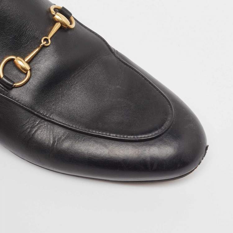 Pre Owned Gucci Black Leather Princetown Mules Size 39 