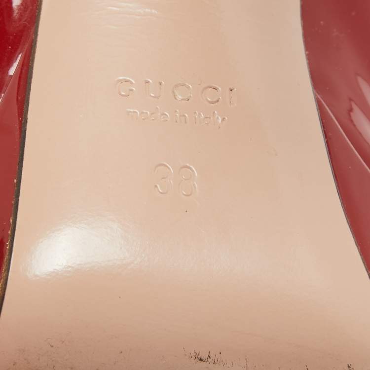 Pre Owned Gucci Burgundy Patent Leather Platform Pumps Size 38