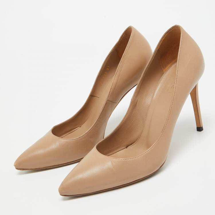 Pre Owned Gucci Brown Leather Pointed Toe Pumps Size 37