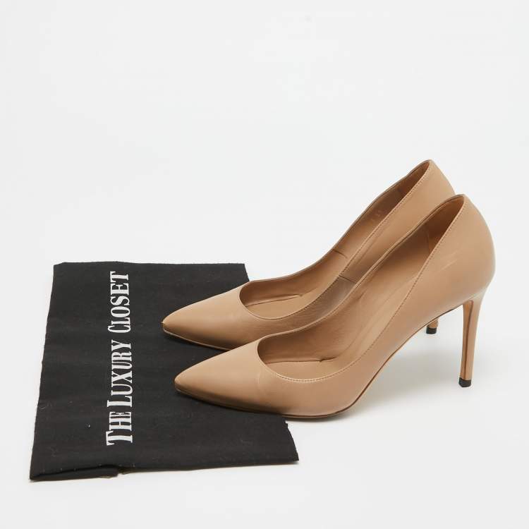 Pre Owned Gucci Brown Leather Pointed Toe Pumps Size 37