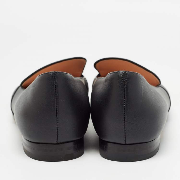 Pre Owned Gucci Black Leather Horsebit Loafers Size 39