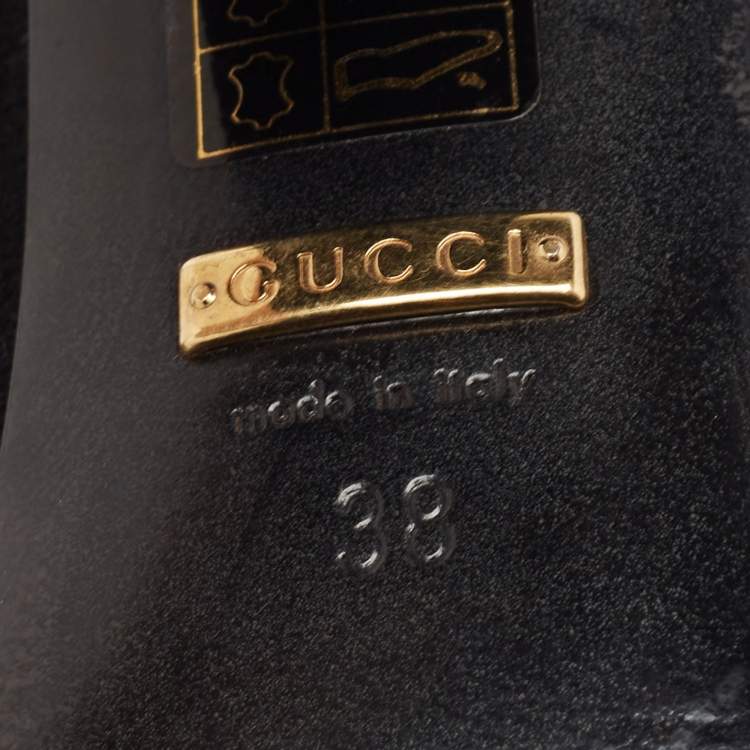 Pre Owned Gucci Black Suede Buckle Detail Block Pumps Size 38
