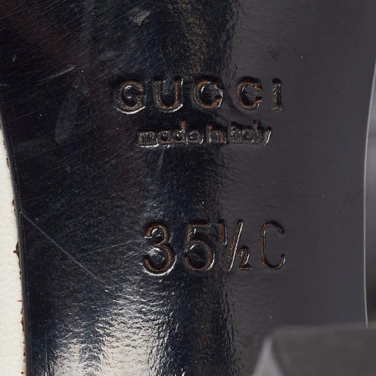 Pre Owned Gucci White Leather and PVC Slingback Sandals Size 35.5