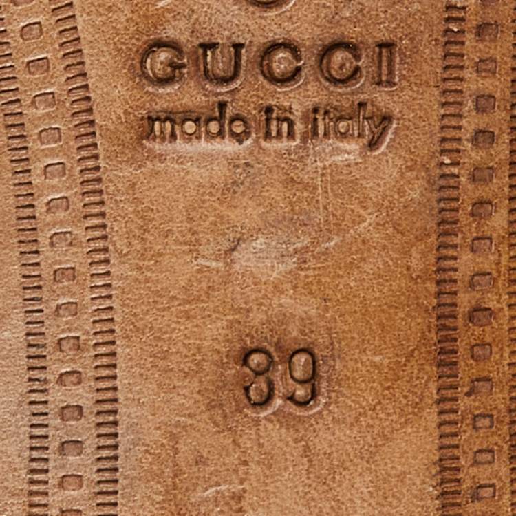 Pre Owned Gucci Gold Leather Jordaan Loafers Size 39