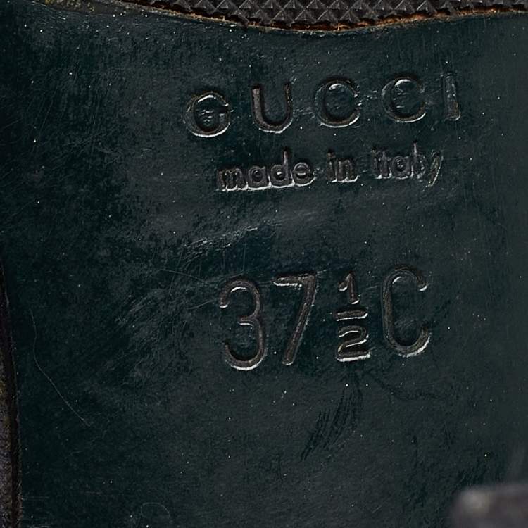 Pre Owned Gucci Purple Leather Buckle Detail Ankle Booties Size 37.5