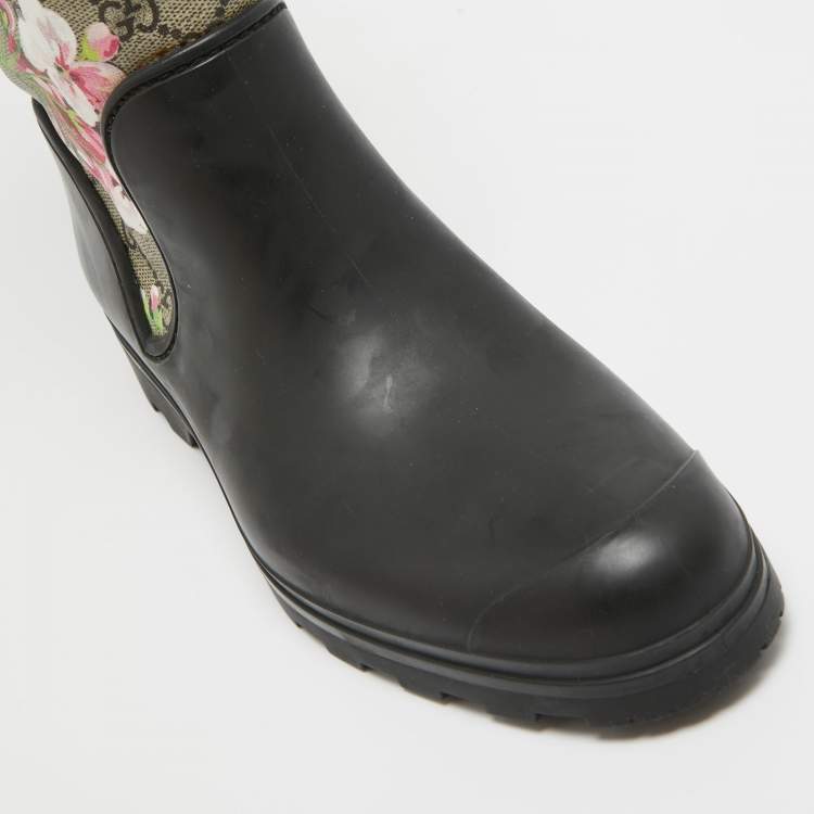 Pre Owned Gucci Multicolor Canvas and Rubber Floral Riding Boots Size 41