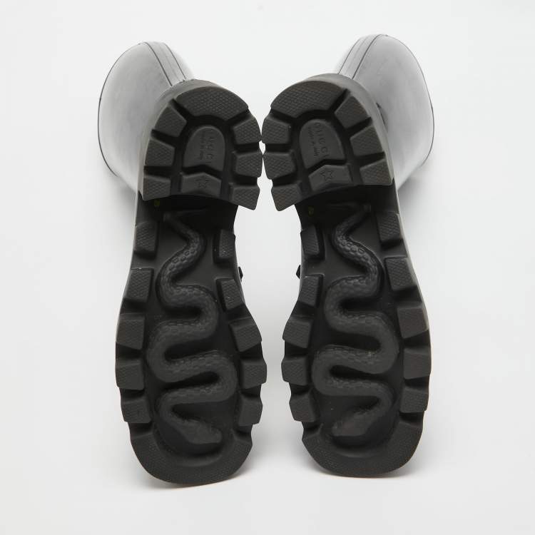 Pre Owned Gucci Black Rubber Horsebit Rain Boots Size 40