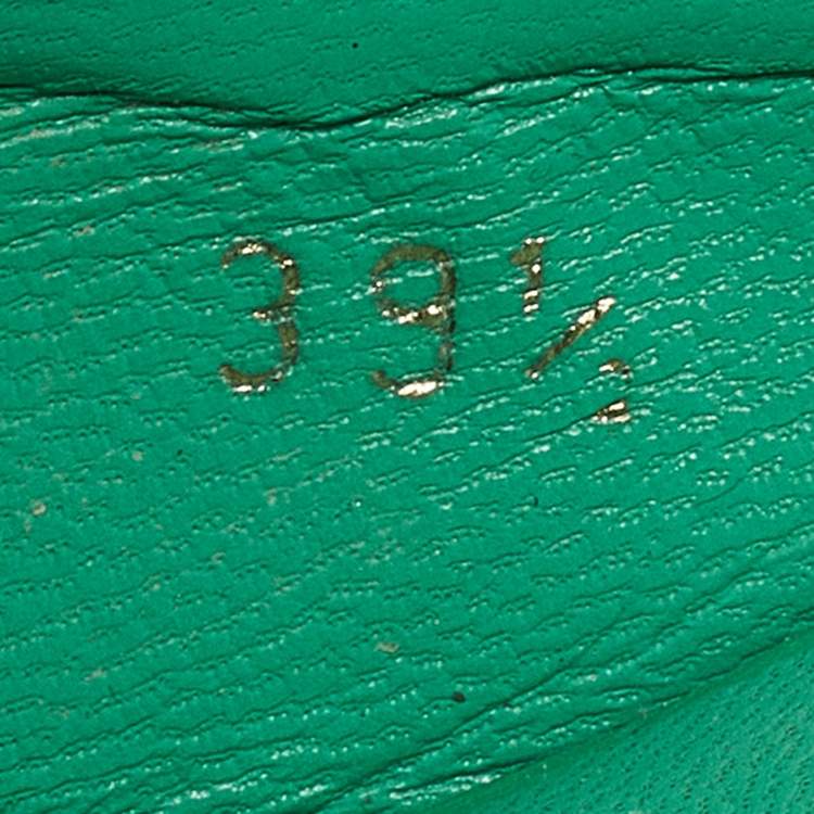 Pre Owned Gucci Green Patent Microguccissima Hollie Wedge Sandals Size 39.5
