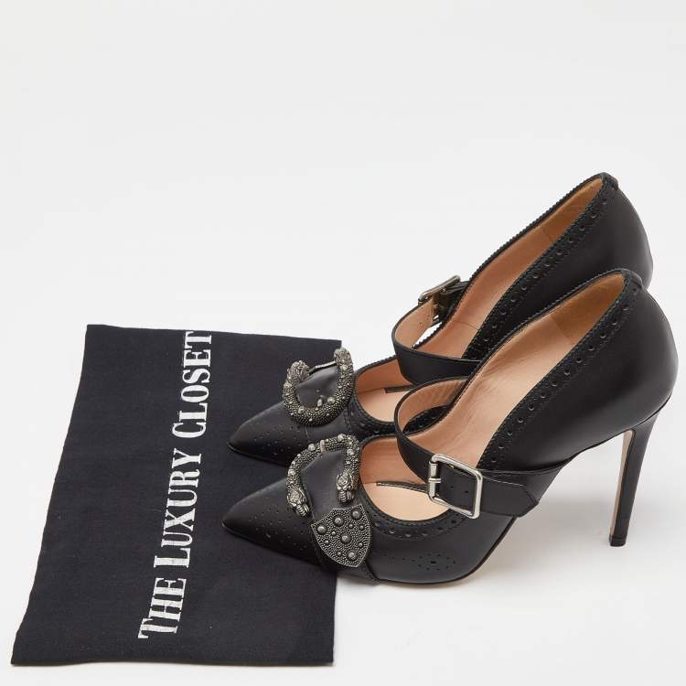Pre Owned Gucci Black Leather Dionysus Pumps Size 37