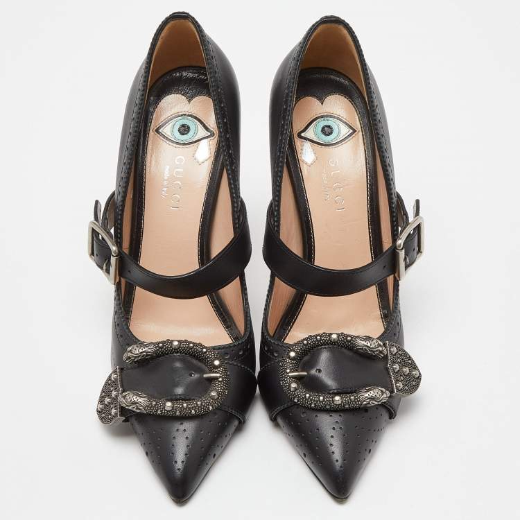 Pre Owned Gucci Black Leather Dionysus Pumps Size 37