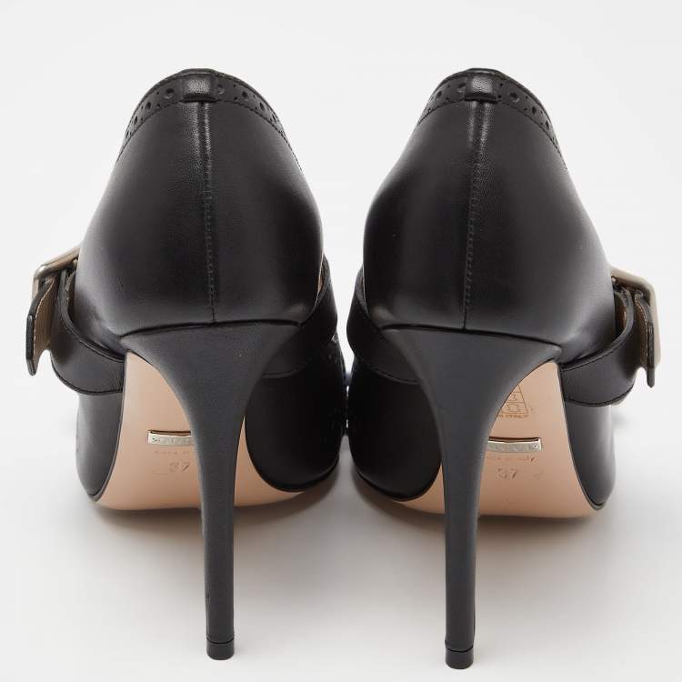 Pre Owned Gucci Black Leather Dionysus Pumps Size 37