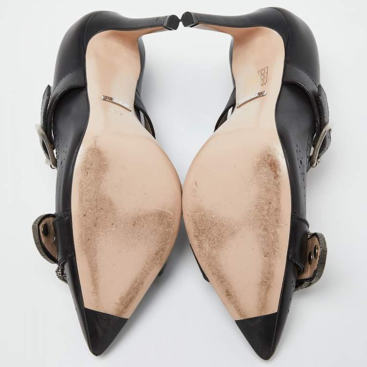 Pre Owned Gucci Black Leather Dionysus Pumps Size 37